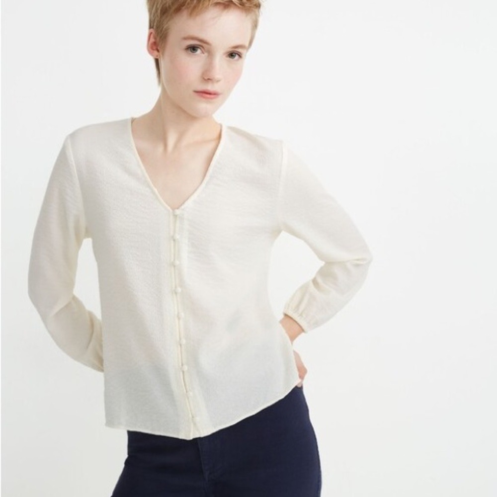 Madewell Cream V-Neck Blouse